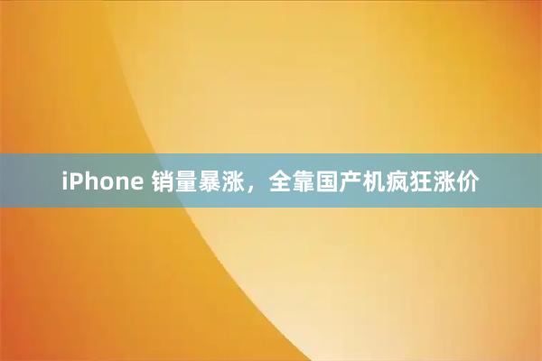 iPhone 销量暴涨，全靠国产机疯狂涨价