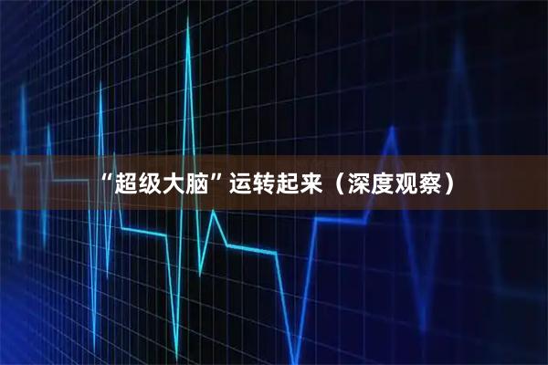 “超级大脑”运转起来（深度观察）
